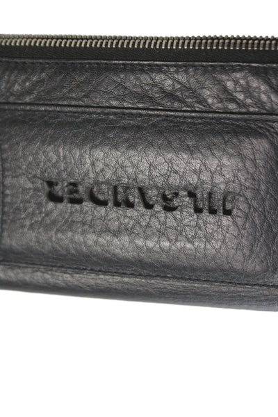 Jil Sander Womens Leather Zippered Folded Clutch Handbag Black