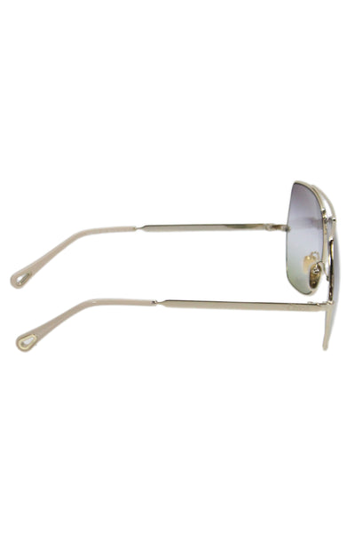 Chloe Womens Aly Pilot Metal Frame Gradient Lenses Sunglasses Gold