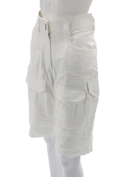 Givenchy Womens Cargo Shorts White Cotton Button Size 36