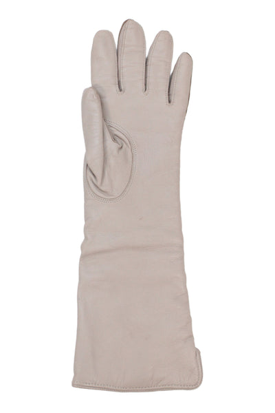 Barneys New York Womens Leather Driving Gloves Beige Size 6.5