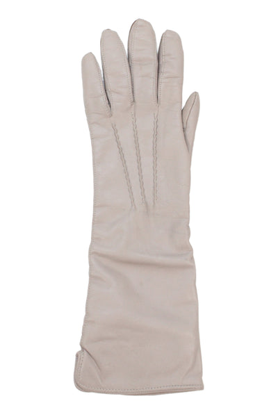 Barneys New York Womens Leather Driving Gloves Beige Size 6.5