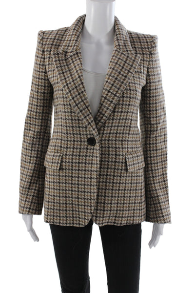 Etoile Isabel Marant Womens Houndstooth Print Blazer Brown Size EUR 34