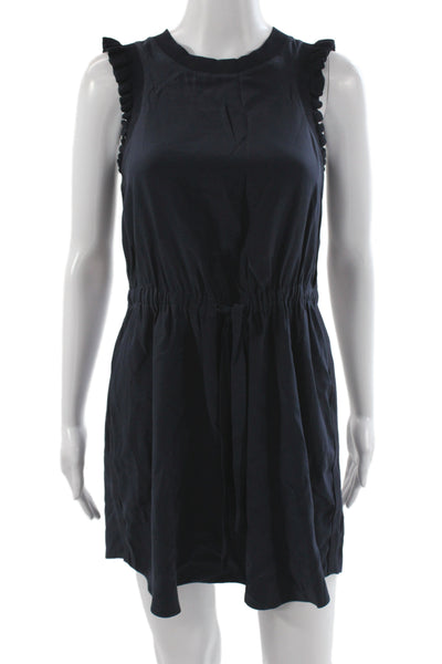 Cinq A Sept Womens Mini Black Silk Dress Tie Crew Neck Sleeveless Size XS