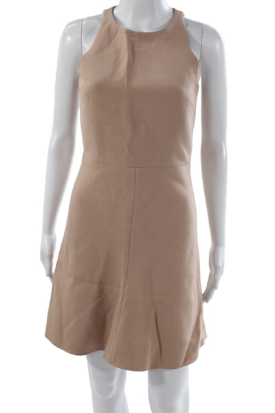Christian Dior Women A-Line Midi Beige Wool Sleeveless Round Neck Dress Size 4