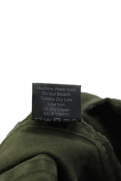 Jenni Kayne Women Cargo Pants Green 98% Cotton Button Military Size 2