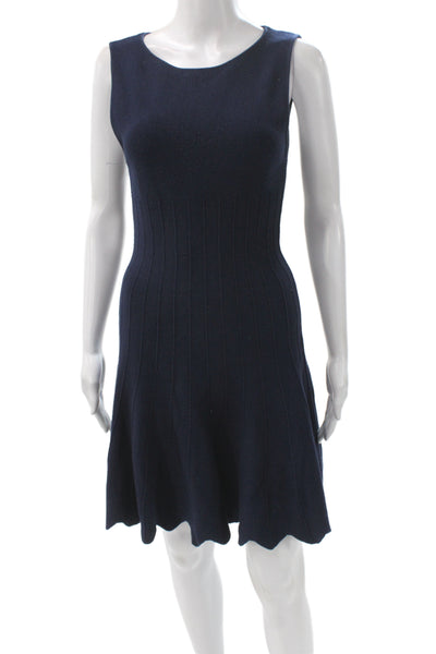 Alice + Olivia Women Fit & Flare Sleeveless Scoop Neck Blue Dress Size S