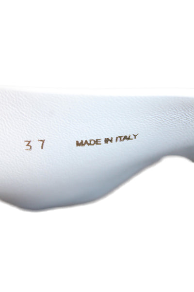 Miu Miu Womens Patent Leather Wooden Clog Slides White Size 7