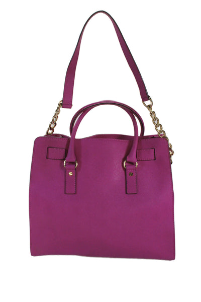 Michael Michael Kors Womens Leather Lock Key Detail Satchel Handbag Pink