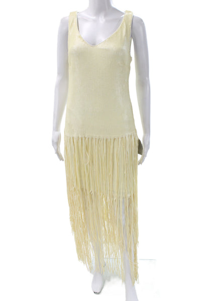 Jewel Badgley Mischka Women Sequin Shift Dress Ivory Long Size 4