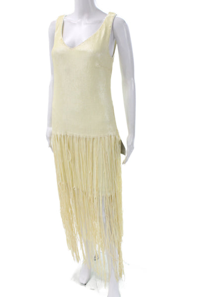 Jewel Badgley Mischka Women Sequin Shift Dress Ivory Long Size 4