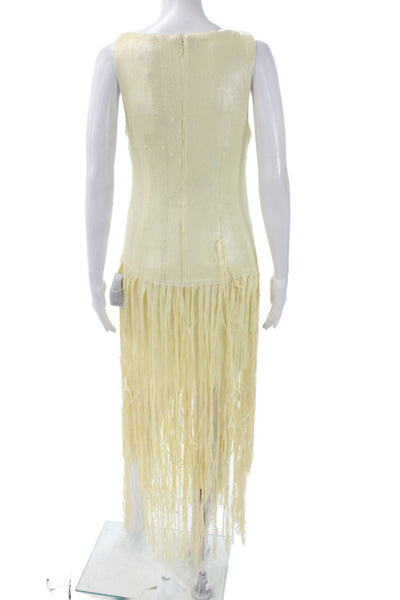 Jewel Badgley Mischka Women Sequin Shift Dress Ivory Long Size 4