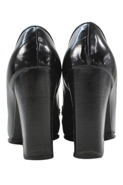 Prada Womens Patent Leather Pointed Toe Loafer Pumps Black Size 38.5 8.5