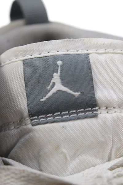 Nike Boys Leather Air Jordan 1 Mid Sneakers Wolf Grey Aluminum Size 2Y