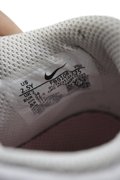 Nike Girls Leather Dunk Low Top Running Sneakers Pink White Size 2.5Y