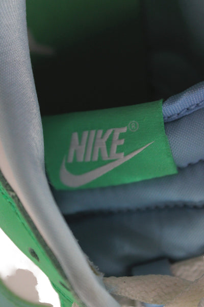 Nike Mens Leather Dunk Low Green Shock Sneakers Green White Size 7