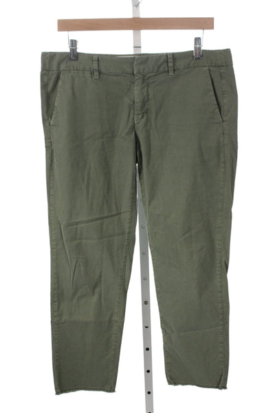 Nili Lotan Women Chino Pants Green Button 97% Cotton Size M