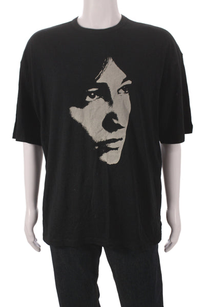 Ann Demeulemeester Unisex Black Graphic Cotton T-Shirt Short Sleeve Size M