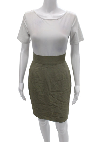State Of Claude Montana Womens Straight Pencil Green Mini Skirt Size 8