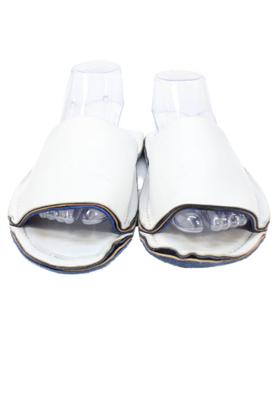 Marni Women's Open Toe Flat Leather Slide Sandals White Size 7