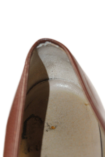 Salvatore Ferragamo Womens Leather Gold Hardware Logo Shoes Brown Size 7AA