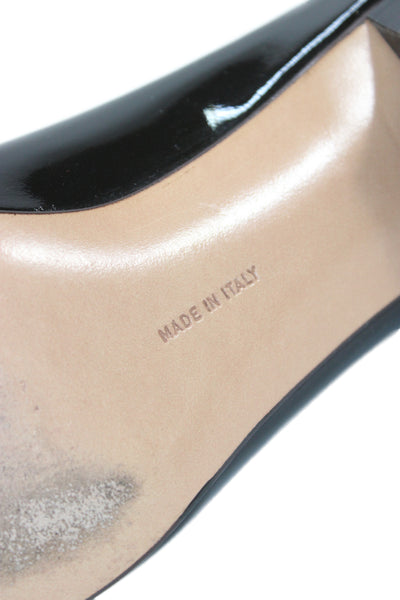 Salvatore Ferragamo Womens Leather Pointed Toe Slip On Heels Black Size 9