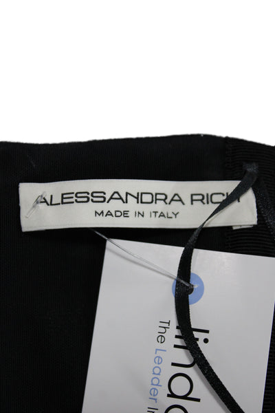 Alessandra Rich Womens Black Striped Off Shoulder Sheath Dress Mini Size 44