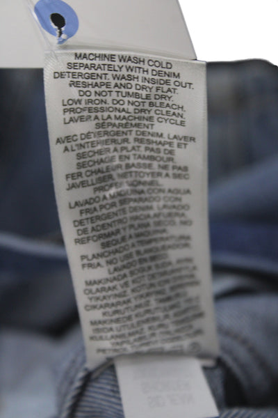 Tibi Women Wide-Leg Blue Cotton High Rise Jeans Size 25