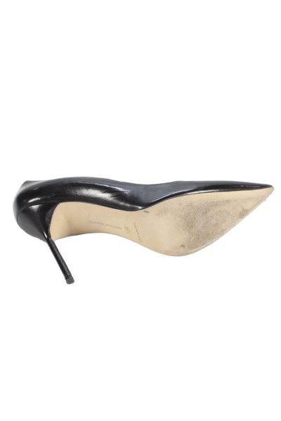 Manolo Blahnik Womens Leather Pointed Toe Heel Pumps Black Size 39.5 9.5