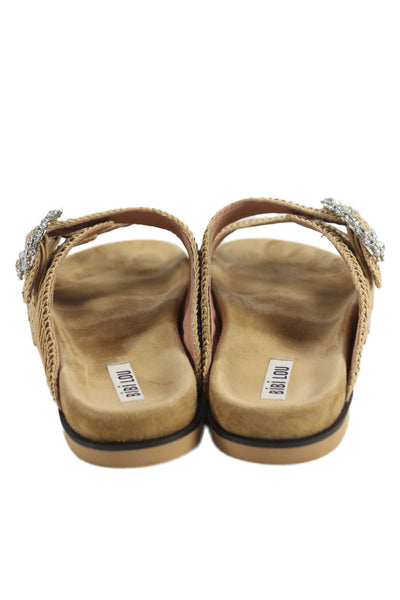 Bibi Lou Womens Embellished Slide On Sandals Beige Size 40 10