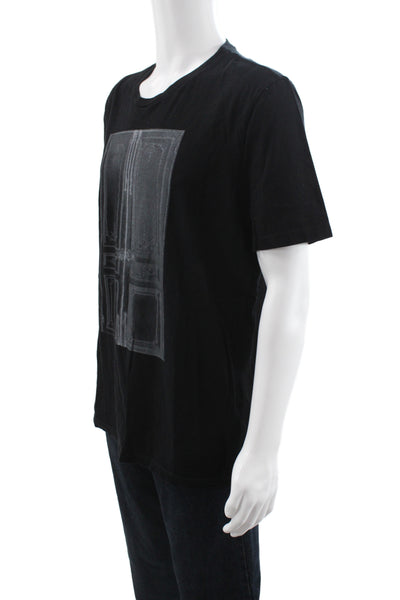 Maison Martin Margiela Mens Black Graphic Crewneck Cotton Basic T-Shirt Size 52