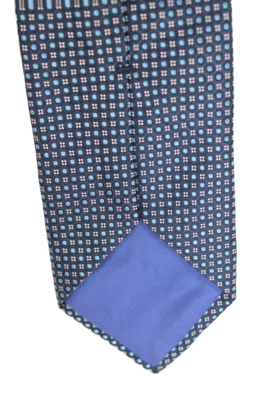 Barneys New York Silk Geometic Print Classic Shirt Tie Blue 56 in.