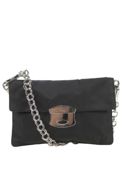 Prada Womens Tessuto Sound Convertible Shoulder Bag Black