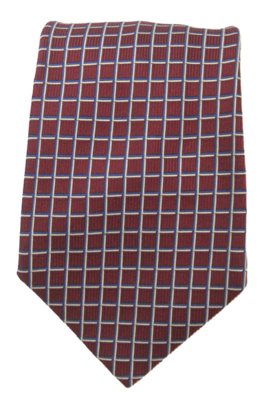 Barneys New York Mens Silk Classic Geographic Print Tie Red White Blue 56in.