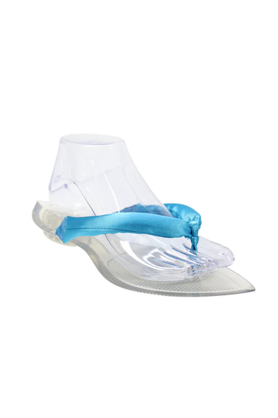 Alaia Womens Jelly Puffy Strap Thong Flip Flop Clear Size 8
