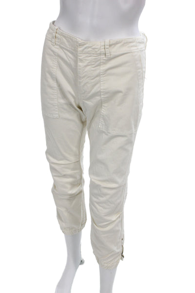 Nili Lotan Women Ankle Pants Ivory Cotton Button Inseam 26 Size 4