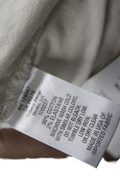 Nili Lotan Women Ankle Pants Ivory Cotton Button Inseam 26 Size 4