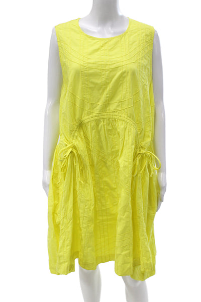 Sea New York Women Shift Dress Yellow Sleeveless Round Neck Cotton Size XL