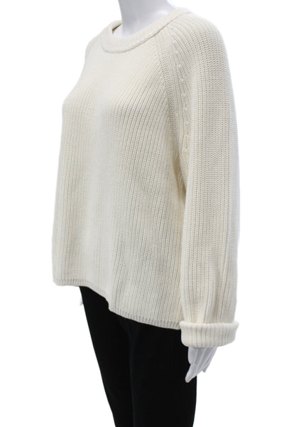 Jenni Kayne Womens Ivory Cotton Crew Neck Pullover Sweater Long Sleeve Size 1X