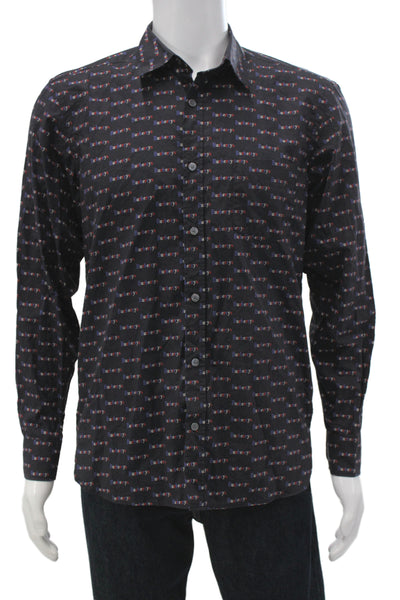 Burberry  Mens Lonb Sleeves Button Down Shirt Multi Colored Size Medium
