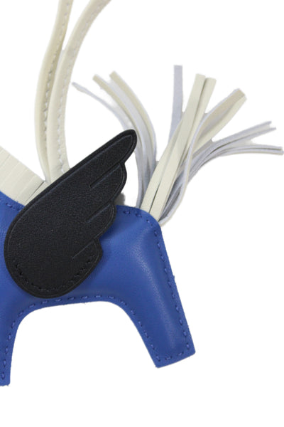 Hermes Leather Rodeo Pegasus Handbag Charm Blue Black White