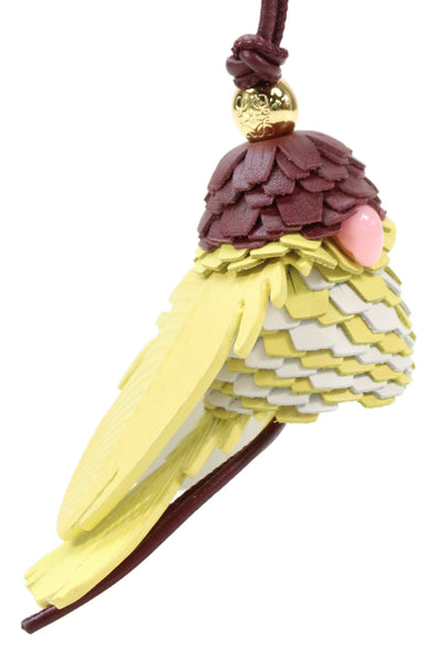 Loewe Unisex Leather Multicolor Calfskin Bird Handbag Charm Yellow Brown White