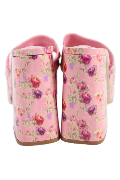 Love Shack Fancy X Larroude Womens Floral Open Toe Platform Shoes Pink Size 8.5