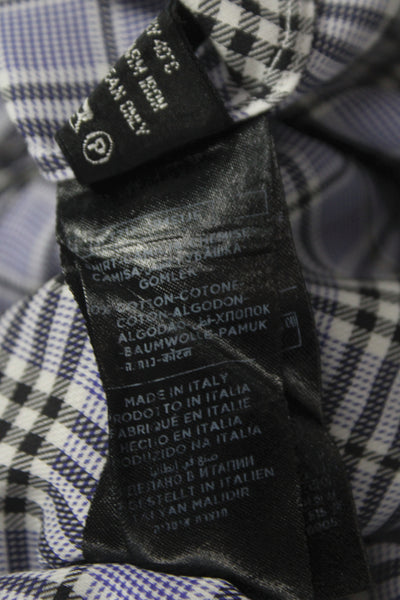 Tom Ford Womens Cotton Striped Collared Neckline Button Front Shirt Blue Size 42