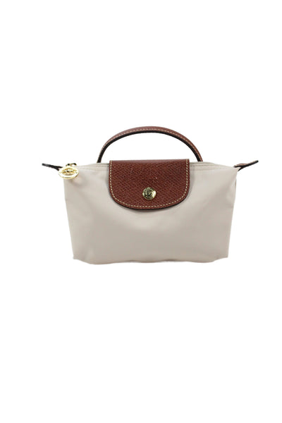 Longchamp Womens Le Pliage Original Pouch Handbag Beige Brown