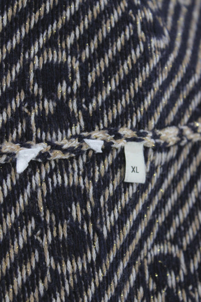 Gucci Womens Beige Knit Geometric Collared Long Sleeve Cardigan Size XL