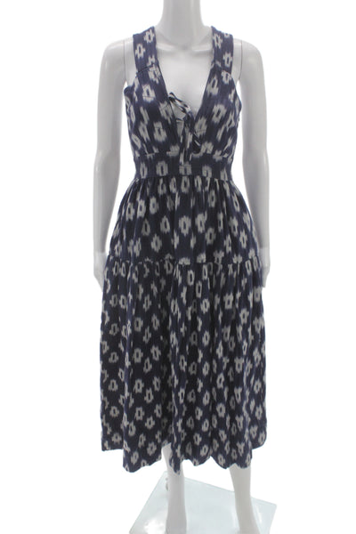 Ulla Johnson Womens Fit & Flare Dress Blue V Neck Sleeveless Cotton Size 0