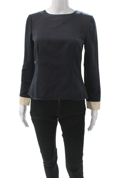 Marc By Marc Jacobs Women Basic Blouse Black Long Sleeve Round Neck Size 2
