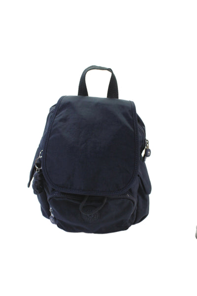 Kipling Womens Nylon Logo Print Mini Backpack Navy Blue