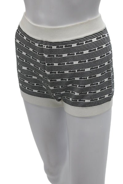 Miu Miu Womens Striped Black Hot Pants Size 40