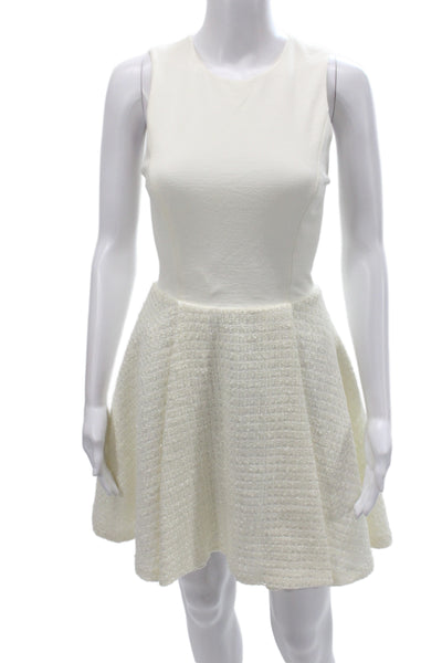 Alice + Olivia Women Fit & Flare Dress Ivory Sleeveless Knee Size 2